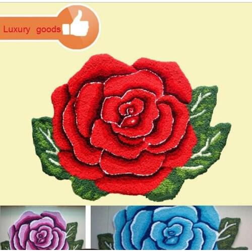 Wholesale hot sales high quality beautiful and fashion romantic3D rose art carpet /floor mats/art rug for bedroom 80*60cm