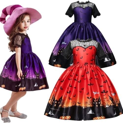 Halloween Cosplay Princess Dress For Girls Cartoon Lace Carnival Role Play Costume For Children Fancy Christmas Clothes For Kids