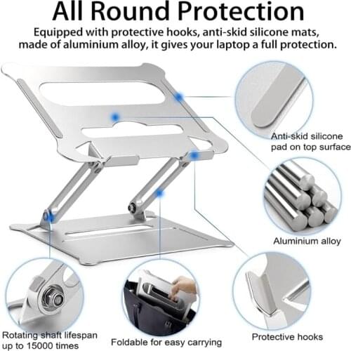 1 Piece Aluminum Alloy Laptop Stand Laptop Holder Multi-Angle Stand with Heat-Vent Adjustable Notebook Stand for Laptops