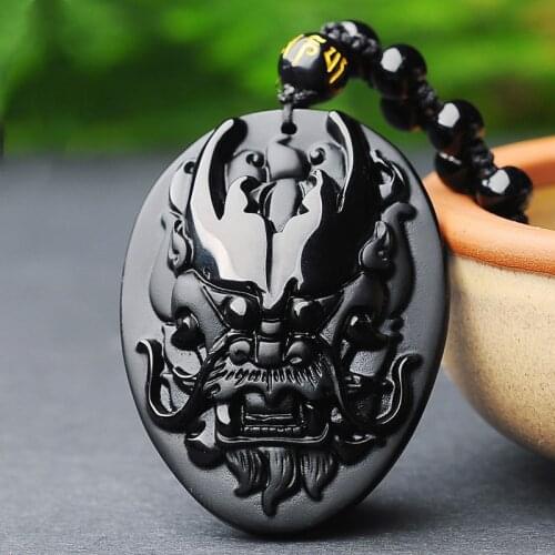 Natural Obsidian Hand Carved Faucet Pendant Fashion Jewelry Men and Women Necklace Gift Accessories