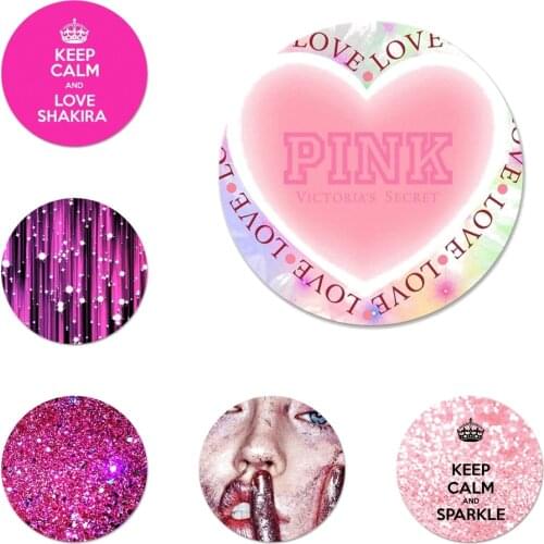 Q Stylus Love Pink Glitter Icons Pins Badge Decoration Brooches Metal Badges For Backpack Decoration