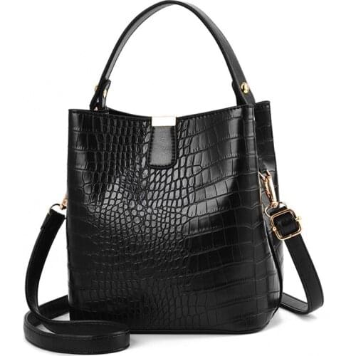 Alligator Pattern Bucket Bag For Women Vintage Shoulder Bag Elegant Shopping Handbag Purse Female Big Capacity Crossbody Bag