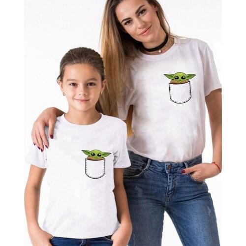 Family Matching Clothes Mommy And Me Tee Graphic Cute Kawaii Star War Printed Baby Kids T-shirts Matching Family Outfits