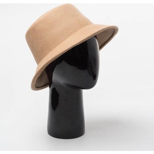 2021 Winter Fedora Hats For Women Fashion Flat Wide Brim Wool Felt Flat Top Hats Simple Solid Color Wedding Hat Wholesale