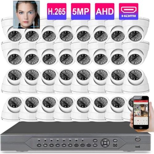 H.265 32CH CCTV System 5MP Security Camera kit 5MP AI Face Detection Camera Dome Indoor Outdoor Video Surveillance Camera Onvif