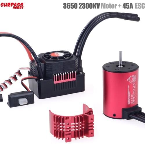 SURPASS HOBBY KK Waterproof Combo 3650 2300KV 3100KV 3600KV Brushless Motor w//Heat Sink 45A / 60A Brushless ESC for RC 1/10 Car