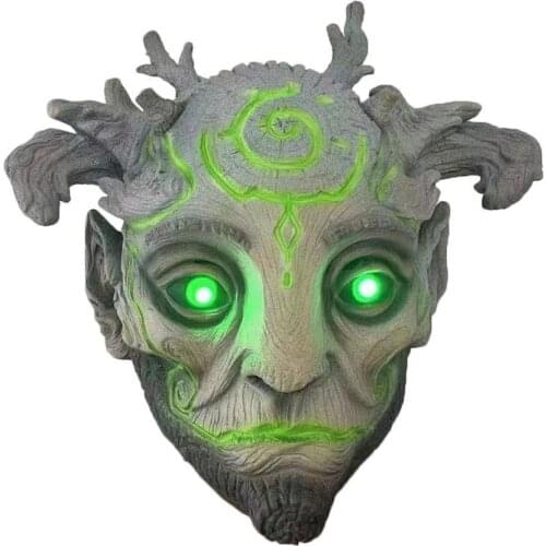 Halloween LED Mask Green Elf Old Man Latex Mask Forest Elf Mask Headgear Masquerade Party Props