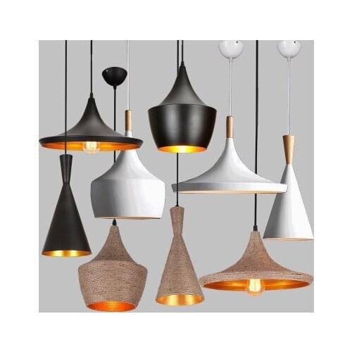 Vintage Industrial Pendant Light Retro White / Black / Red Paint Iron Metal Lampshade with E27 Suspension Lighting Fixtures