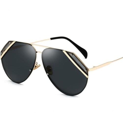 Veshion Cat Eye Sunglasses Women Rimless Shades Tinted Color Irregular Ocean Lens Sun Glasses Fashion Brand Designer Oculos