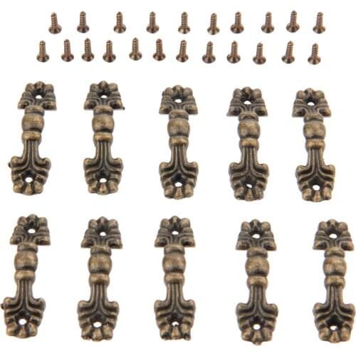 10Pcs Antique Furniture Handles Jewelry Wooden Box Cabinet Knobs and Handles Kitchen Drawer Cupboard Pull Handles Grip 42x12mm