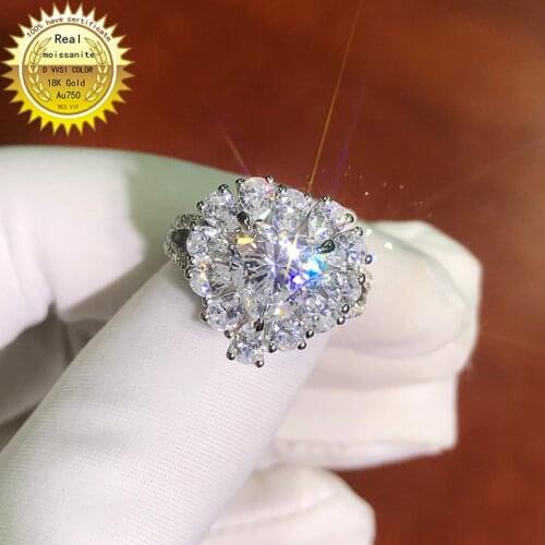 100% real 18K Gold ring 2ct Heart shape Moissanite Diamond Ring D color VVS M-013