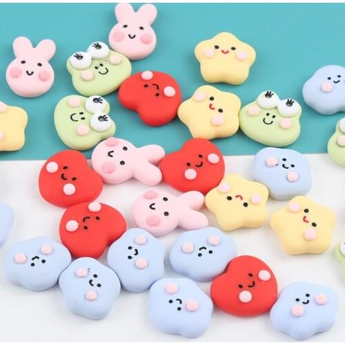 30pcs Cartoon Heart Frog Rabbit Star Cloud Resin Accessories Ornament DIY Crafts Supplies Headwear Decor Phone Shell Patch Arts
