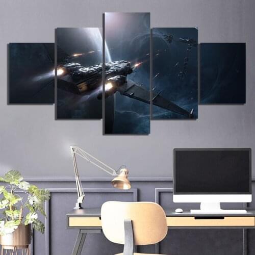 5 Piece HD Fantasy Art Pictures Space Ship Star Citizen Video Game Poster Wall Sticker Canvas Paintings for Home Decor Wall Art