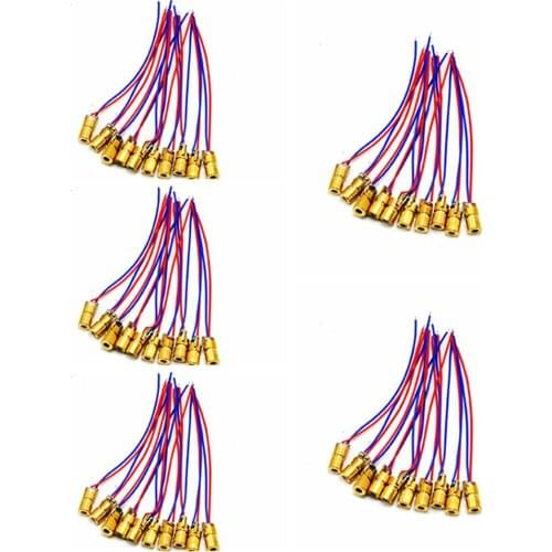 50pcs/lot Mini 1mW 650nm Red Laser Module Dot Diode LED Lights 3V 6x10mm