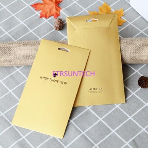 500pcs Gold Cardboard Glass retail packaging box/paper box/white box for iphone X 8 7 6 6 plus Samsung Screen Protector Film
