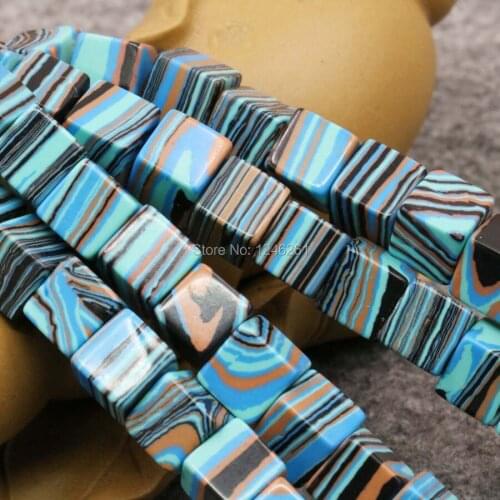 8mm Accessory Blue Stripe Turkey Stone Square DIY Beads Howlite Loose 15inch Jewelry Making Lucky Stone Gifts Accessory Parts