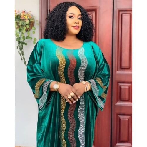 African Dresses For Women 2020 Velvet Dress African Clothes Muslim Long Maxi Dress Africa High Quality Plus Size Clothing Ladies