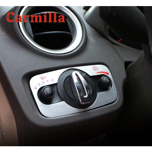 Carmilla Aluminum Car Headlight Switch Panel Trim Headlights Switch Stickers for Ford Fiesta MK7 2009 - 2017 Accessories