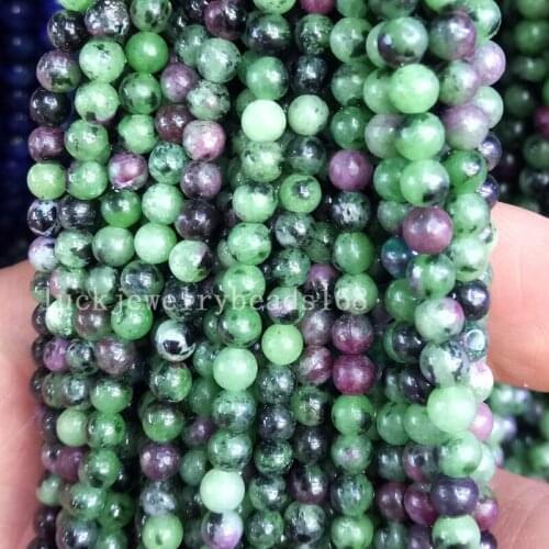 Free Shipping Fashion Jewelry 4mm Epidote Zoisite With Natural Stone Ball Loose Beads 15.5" FG6881