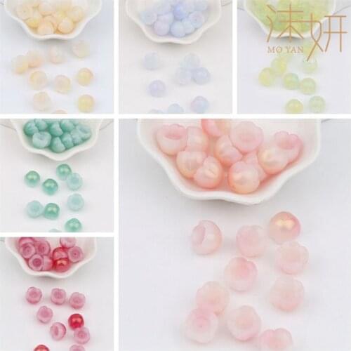 10pcs 12mm Lily Of The Valley Flower Artificial Multi-Color Loose Glass Beads For Diy Jewelry Making