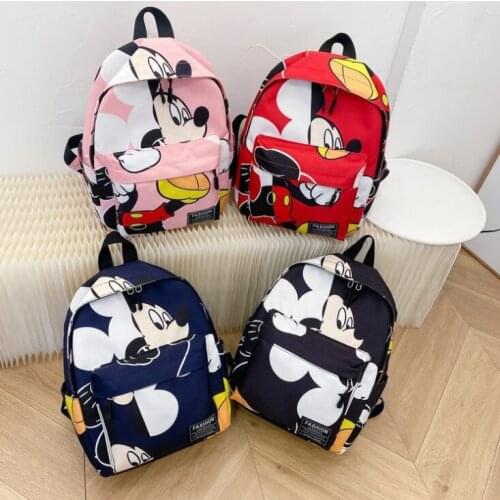 Disney New Cute Unisex Mickey Mouse Backpack Minnie Children School Bags Boys and Girls Cartoon Shaped Schoolbag Baby Kids Bag
