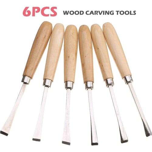 6pcs/set Wood Craft Carving Chisel Carbon Steel Wood Chisel Cutter DIY Hand Woodworking Carpenters Gouges Tools