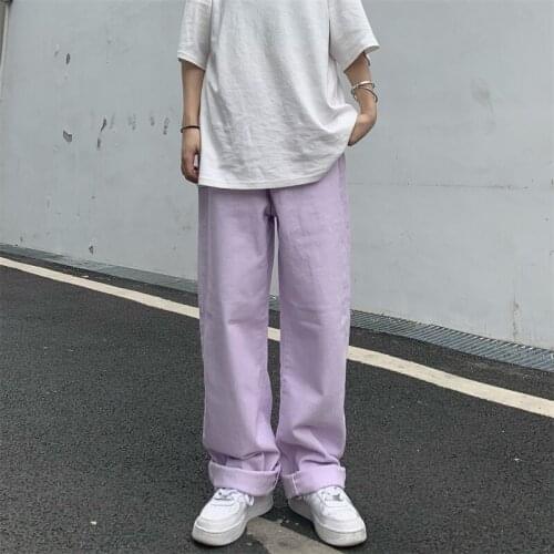 2021 New Jeans Summer Vintage Straight Baggy High Waist Streetwear Casual Pants Femme Wide Leg Jeans Violet Mom Denim Trouser