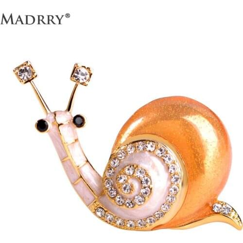 Madrry Enamel Esmalte Snail Brooches For Women Kids Gold Color Insect Broches Hijab Scarf Pins Dress Collar Clips Party Jewelry