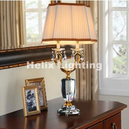 European D350mm H850mm Modern Luxury LED Crystal Table Lamp European Style Bedroom Bedside Lighting Fixture Lamp FreeShipping