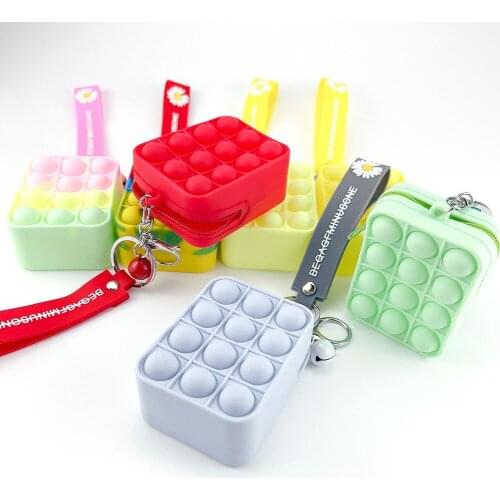 Fidget Coin Purse Toys Antistress Push Bubble Mini Silicone Wallet Simple Dimple Pouch Bag Kawaii Keychain Handbag Keyring Gift