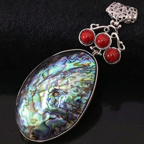 Hot natural blue oval abalone shell pendant charms women fit necklace party jewelry B1128