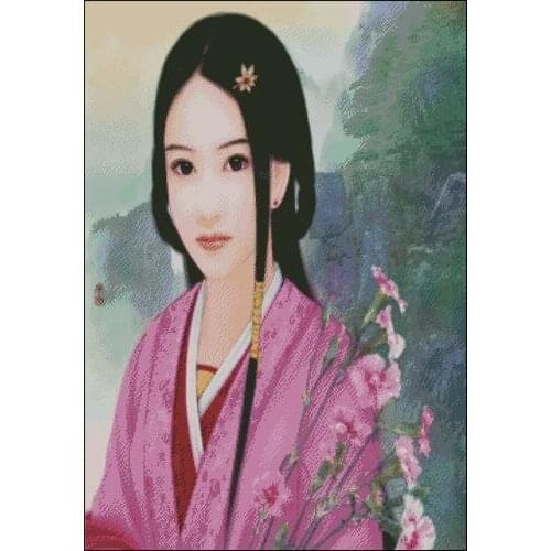 Classical beauty, Graceful Girl 3 Cross Stitch Kits Needlework 14CT Unprinted Embroidered Top Quality DIY Handmade Decoration