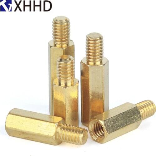 M3xL+3/4/5/6mm Single Head Hex Brass Standoff Threaded Pillar PCB Computer PC Motherboard Stand Off Spacer
