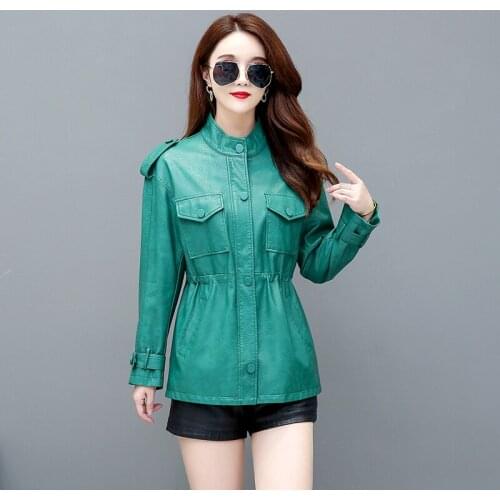 Fashion Large Size Womens Leather Jacket 2021 New Autumn Leather Coat Women Jacket Female Slim Lady Leather Clothing Outerwear