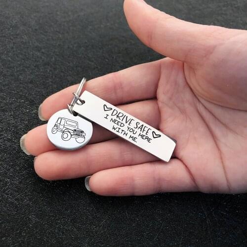 Fashion Family Gift Keyring Cute Car Keychain Drive Safe I Need You Here with Me for Husband Father Boyfriend Couples Men