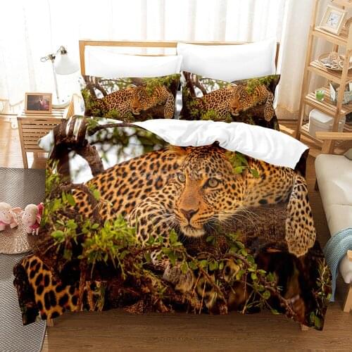 Cheetah Leopard Bedding Set Animal 3d Duvet Cover Sets Comforter Fashion Luxury Bed Linen Twin Queen King Single Size Cool Gift