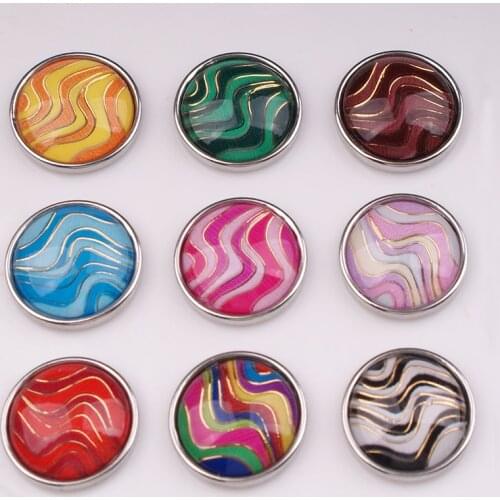 Not fade beautiful wave multicolor copper 20mm Snap button DIY bracelet MF7725