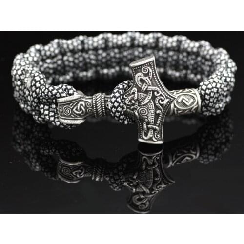 Norse Viking Thor Mjolnir Hammer Paracord Amuletceltic Rune Knot Amulet Scandinavian Bracelet Vantage Black