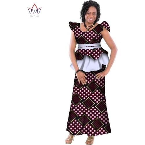 Fashion New Bazin Riche African Wax Print Skirt Custom Clothing African Dashiki Fabric Plus Size Skirt Sets Women WY164