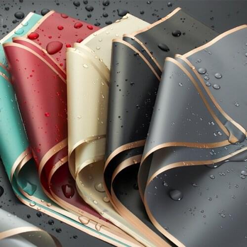 20sheets Golden Frame Flower Wrapping Paper Semitransparent Florist Bouquet Craft DIY Korean Style Waterproof