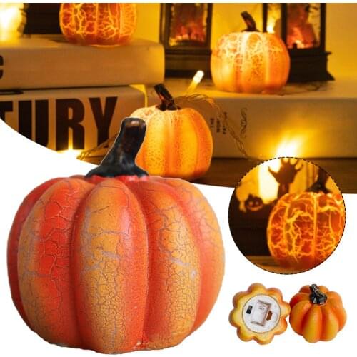 Halloween Pumpkin Candle Lamp DIY Resin Simulation Pumpkin Candle Light Party Supplies LED Lights Lantern Lamp Ornaments Props