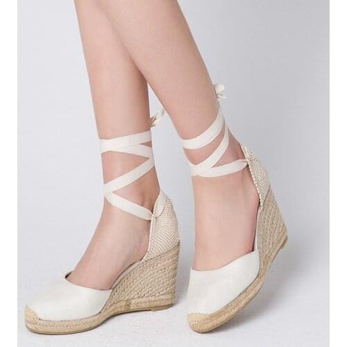 Women Summer Fashion Shoes Bind Wedges Heel Sandals Shoes Cross Strap Casual Ladies Shoes Sandal Sapatos Femininos Zapatos Mujer