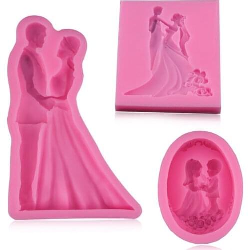 Bride and Groom Wedding Character Modeling Silicone Mold Wedding Cake Border Decoration Tool Candy Chocolate DIY Baking Mold