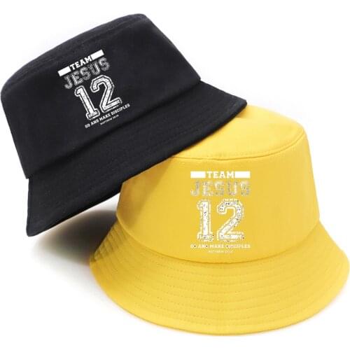 Number 12 Jesus Foldable Bucket Hat Male Headwear Women Fishing Hats Summer Hip Hop Top Bucket Caps Fashion Yellow Gorra Hombre