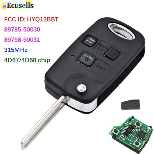 Folding Flip 3 Button Remote Key Fob 4D67/4D68 Chip for Lexus EX330 RX330 RX350 RX400H FCC: HYQ12BBT 89785-50030, 89785-50031