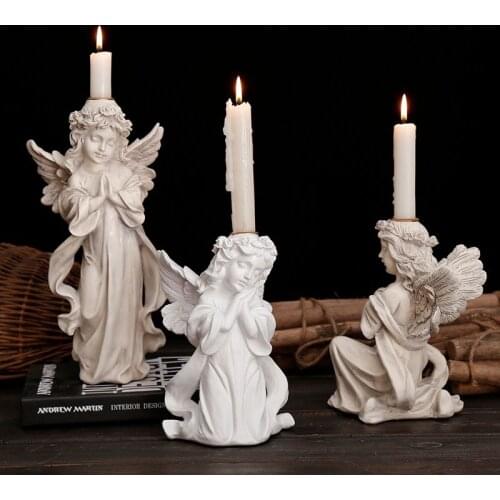Wedding Decoration Candle Holder Pray Angel Sculpture Vintage Candlestick Home Decoration Ornaments Love Crafts Furnishing Gifts