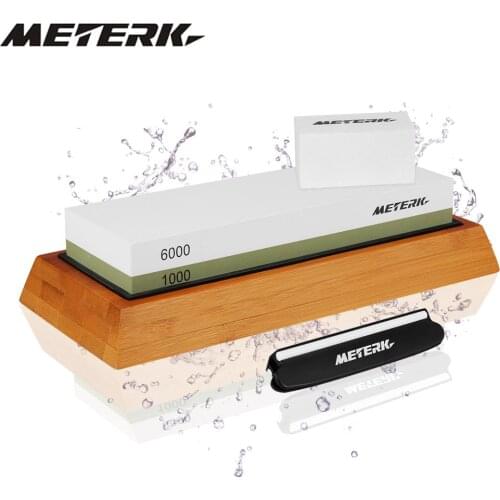 Meterk knife sharpener kitchen tools Professional 1000/6000 Grits Double-Sided Sharpening Stone