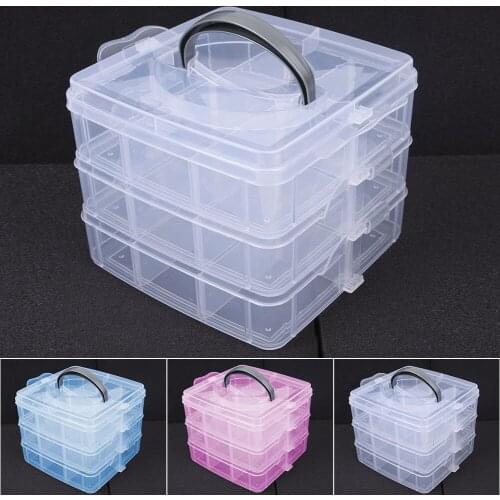 3 Layers Jewelry Bead Pills Nail Art Tips Storage Box Container Organizer Case Craft Clear Plastic Jewelry Tool Box