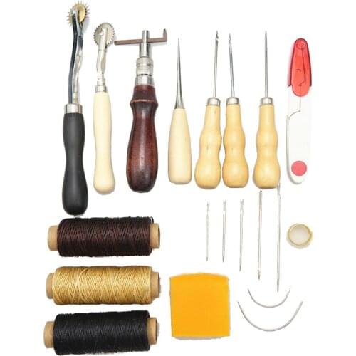 High Quality Tools for Leather Craft Sewing DIY Hand Stitching with Groover Awl Edge Creaser Mat Tools for Leather Working New