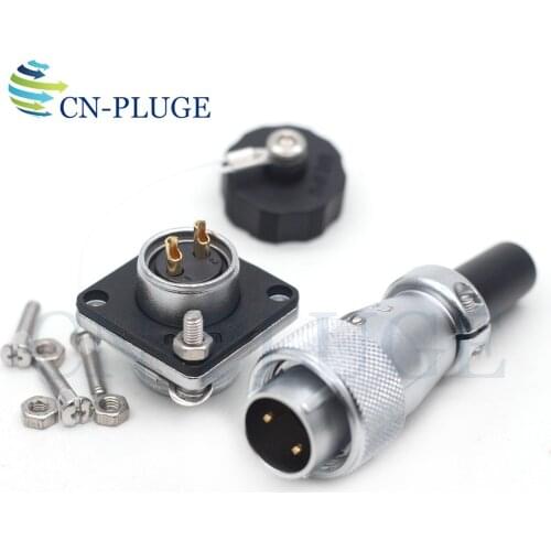 WEIPU WS16 Series 2pin Waterproof Connector Square Panel Mount IP67 Metal Connector Industrial Equipment Power